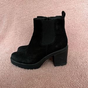 Vagabond Grace Black Nubuck Leather Block Heel Ankle Boots Women’s Size 36